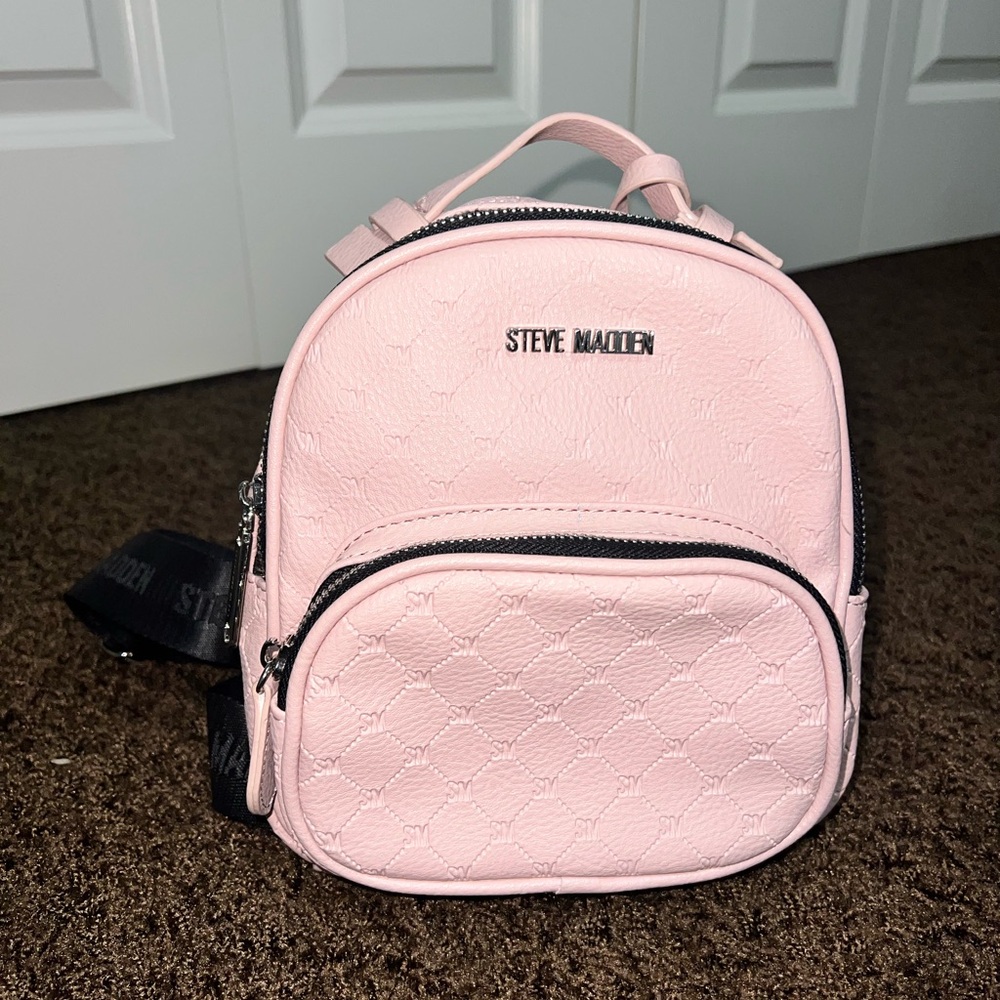 Steve Madden Blush Pink Textured Mini Backpack